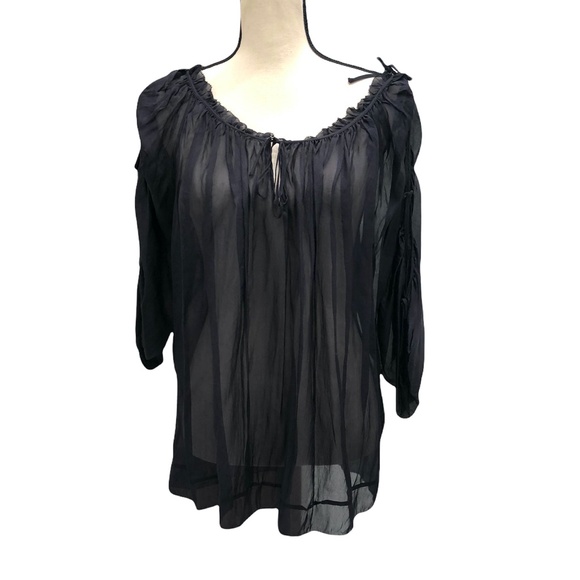 MARC JACOBS NAVY SILK TUNIC WITH TIES DOWN THE SLEEVE - Picture 12 of 15